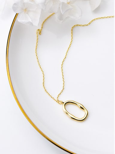 925 Sterling Silver With 18k Gold Plated Simplistic Geometric Necklaces