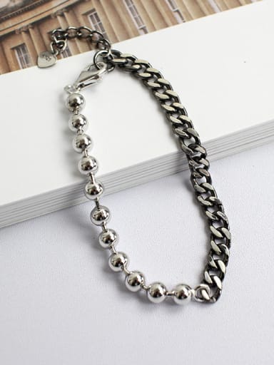 Personalized Little Beads Chain Silver Bracelet