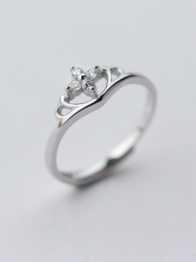 High Quality Crown Shaped S925 Silver Rhinestone Ring