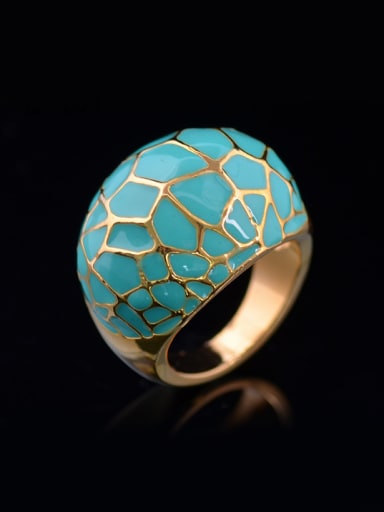 Personalized Gold Plated Faceted Enamel Alloy Ring