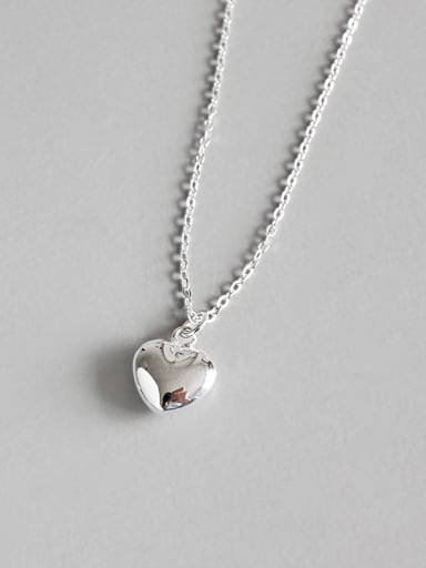 925 Sterling Silver With Platinum Plated Classic Heart Long Necklaces