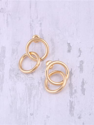 Titanium With Gold Plated Simplistic Hollow  Round Drop Earrings