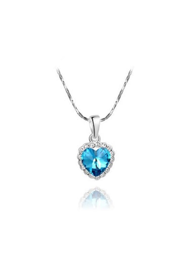 Blue Heart Shaped Austria Crystal Necklace