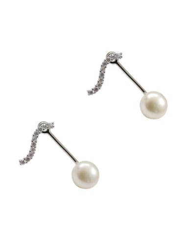 Simple Freshwater Pearl Musical Note Stud Earrings