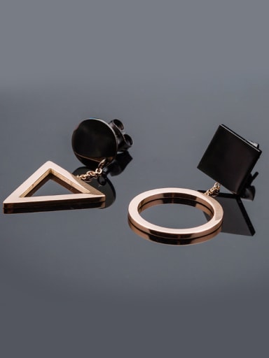 18K Rose Gold Triangle Shaped Titanium Steel drop earring