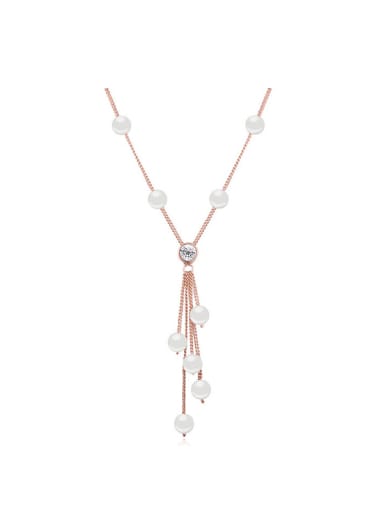 Fashion Imitation Pearls-accented Alloy Necklace