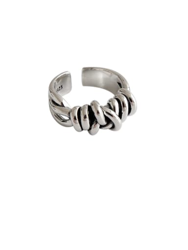 925 Sterling Silver With Antique Silver Plated Weaving Winding Free Size Rings