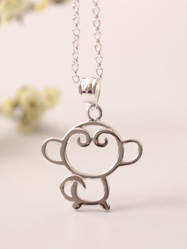 Lovely Monkey Silver Clavicle Necklace