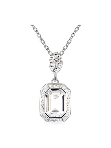Simple austrian Crystals Pendant Platinum Plated Necklace