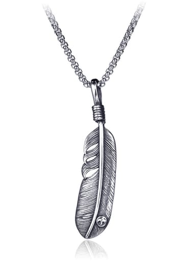Stainless Steel With Antique Silver Plated Fashion Feather Necklaces