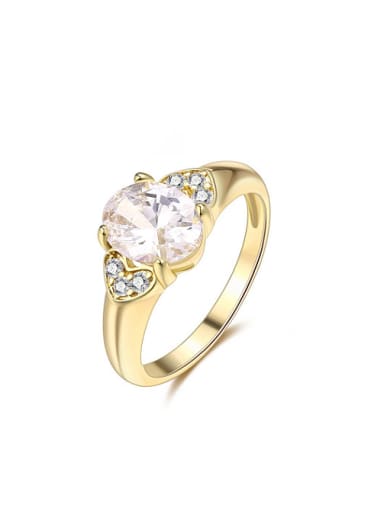 Women Gold Plated Flower Shaped Zircon Ring