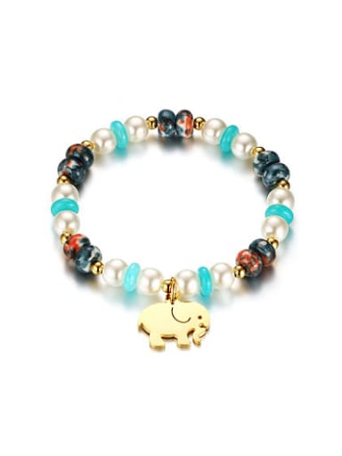 Lovely Elephant Shaped Gold Plated Stone Bracelet