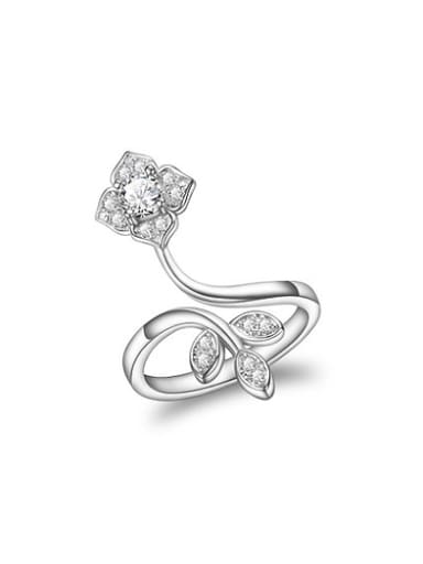 Women Adjustable Platinum Plated Flower Shaped Ring