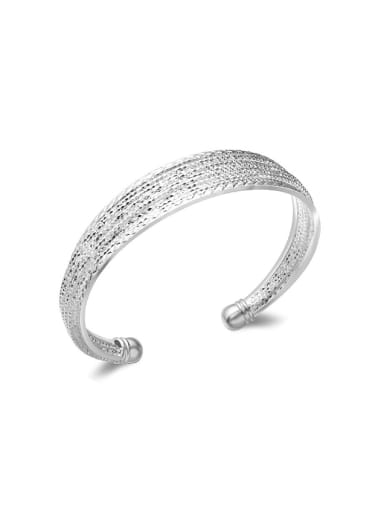 Fashion Wide Silver Plated Copper Opening Bangle