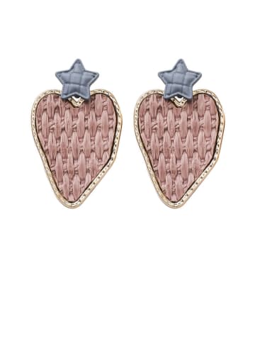 Alloy With Rose Gold Plated Simplistic Weave Texture Heart Drop Earrings