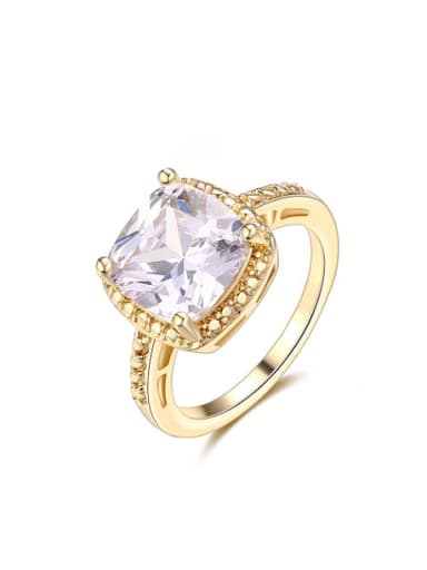 Fashion Square Shaped Zircon Gold Plated Ring