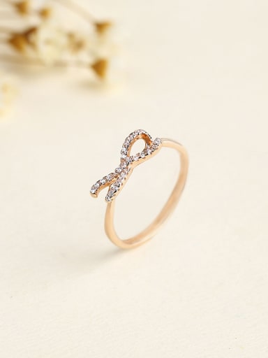 Rose Gold Plated Bowknot Zircon Ring