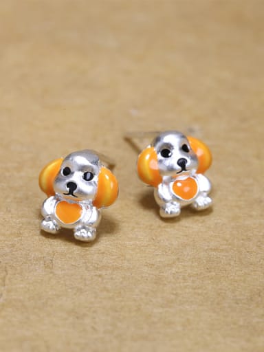 925 Silver Little Puppy Dog Glue Stud Earrings
