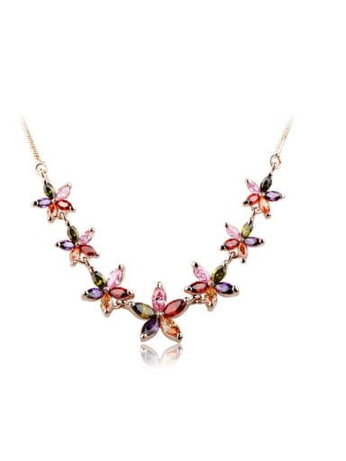 Copper inlaid AAA zircon colorful Necklace