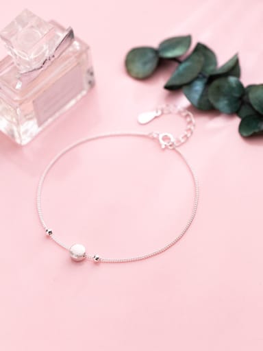Sterling silver simple round frosted bracelet