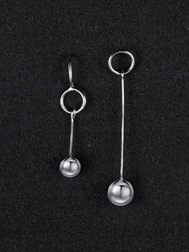 Simple Bead Silver Drop Earrings