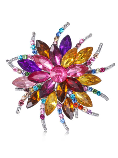 Alloy With Platinum Plated Exaggerated Flower Brooches