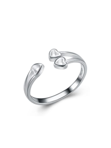 Love Heart-shaped Silver Opening Ring