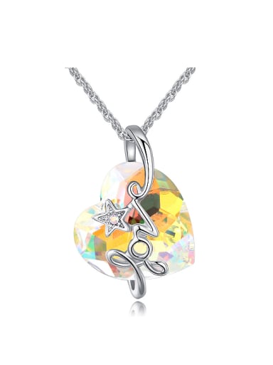 Fashion Shiny Heart austrian Crystal LOVE Alloy Necklace