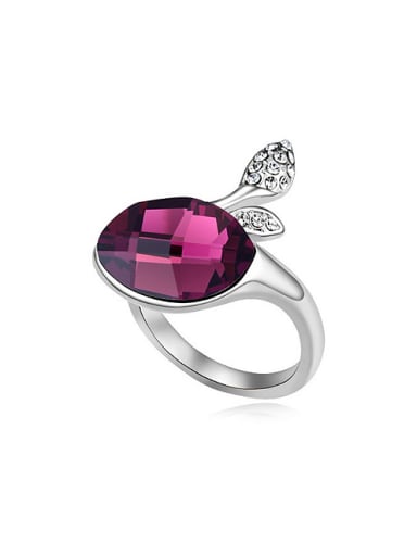 Simple Oval austrian Crystal-accented Alloy Ring