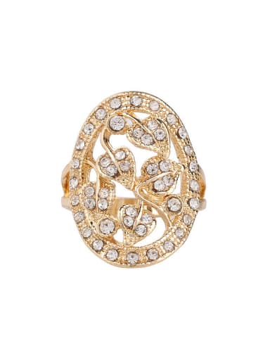 18K Gold Plated Hollow White Crystals Alloy Ring