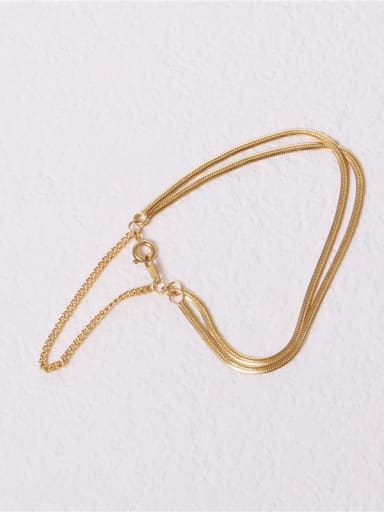 Titanium With Gold Plated Simplistic Double-Layered Snake Bone Bracelets