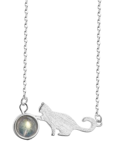Fashion Little Kitten Round Stone Necklace