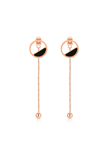 Simple Rose Gold Plated Round Titanium Stud Earrings