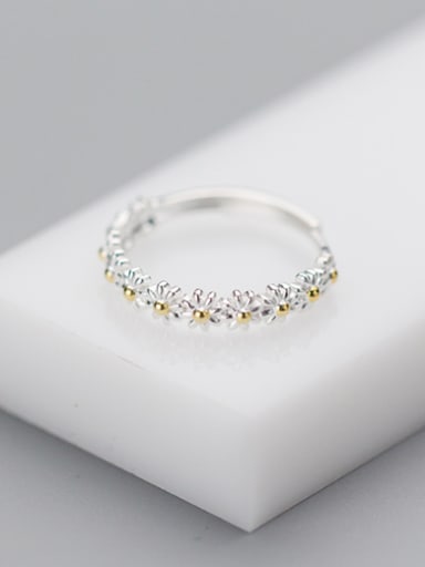 Fresh Gold Plated Flower Shaped S925 Silver Ring