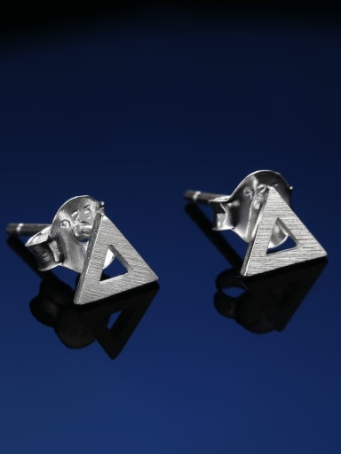 Tiny Hollow Triangle 925 Sterling Silver Stud Earrings