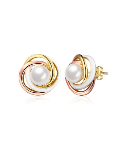 Luxury Multi-color Gold Plated Artificial Pearl Earrings