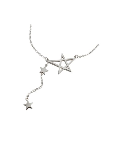 925 Sterling Silver With Smooth Simplistic Pentagram Necklaces