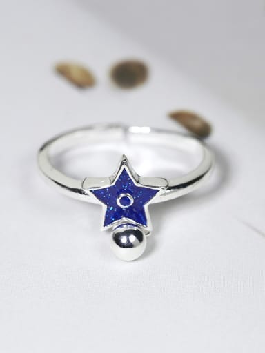 Personalized Purple Star Little Bell 925 Silver Opening Ring