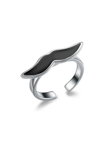 Black Enamel Personality Whisker Shaped Opening Ring