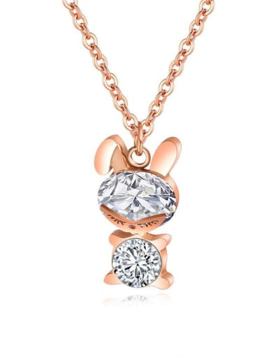 Stainless Steel With Rose Gold Plated Cute Bobbi bear Necklaces