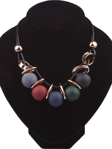 Fashion Colorful Resin Beads Artificial Leather Necklace