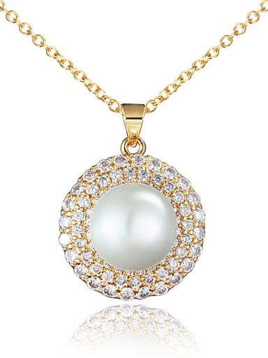 Korean Style 18K Gold Plated Round Artificial Pearl Necklace