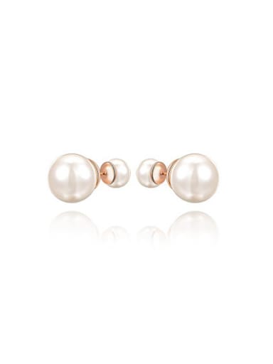 Temperament Rose Gold Plated Artificial Pearl Earrings