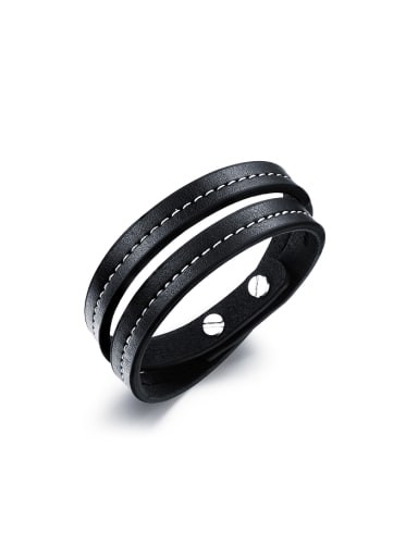 Simple Two-band Artificial Leather Bracelet