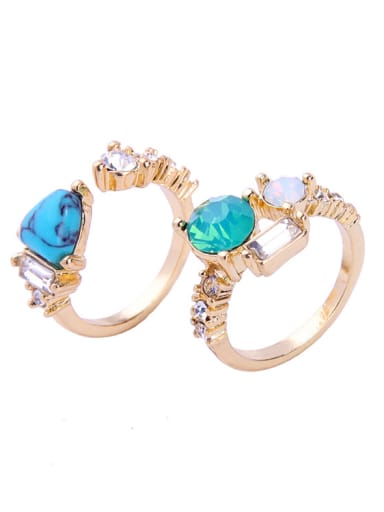 Fresh Blue Stones Women Simple Style Opening Ring