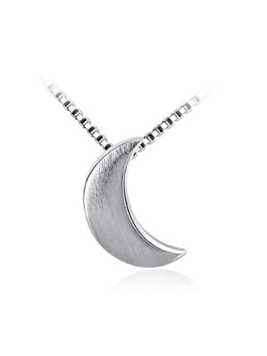 All-match Sterling Silver Moon Shaped Necklace