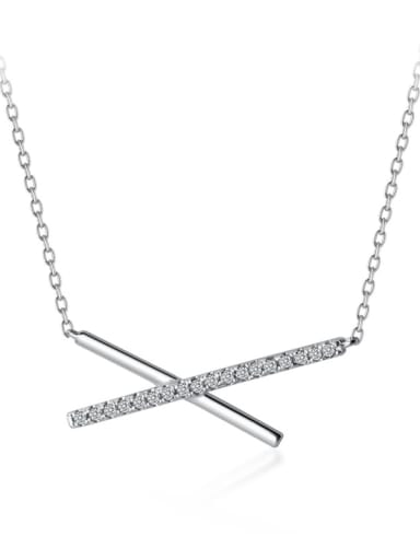 925 Sterling Silver With Platinum Plated Simplistic Cross Necklaces