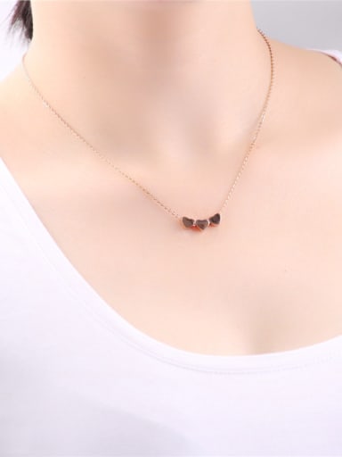 Three Heart  shape Pendant Clavicle Necklace