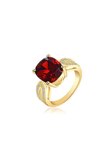 Copper Alloy 18K Gold Plated Fashion Red Zircon Women Ring