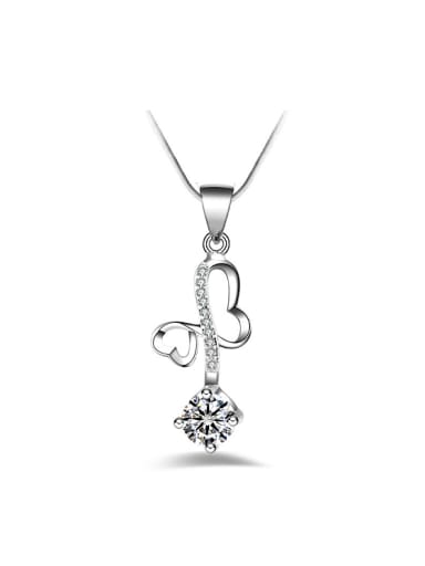 Fashion Heart shapes Cubic Zircon Copper Necklace